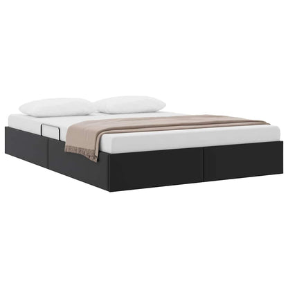 Storage Bed with Storage Black 153 x 203 cm Faux leather