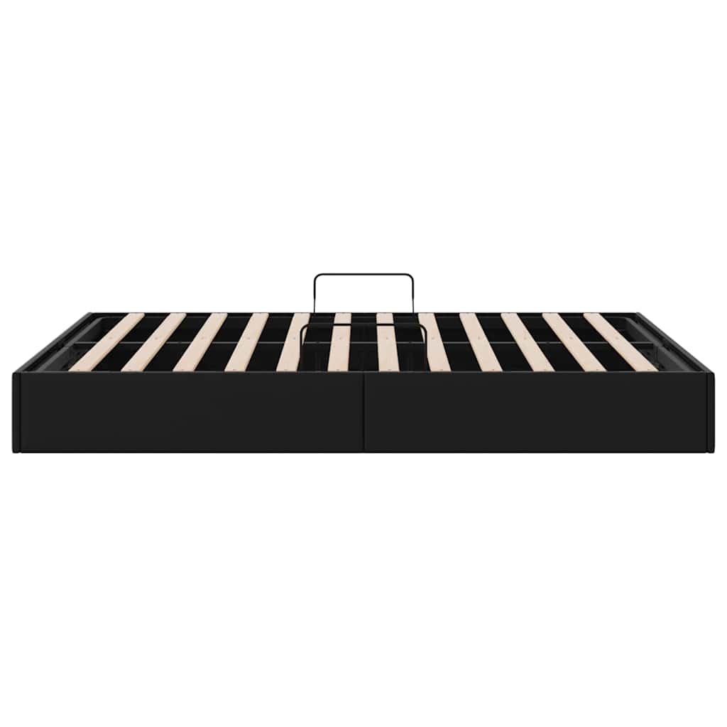 Storage Bed with Storage Black 153 x 203 cm Faux leather