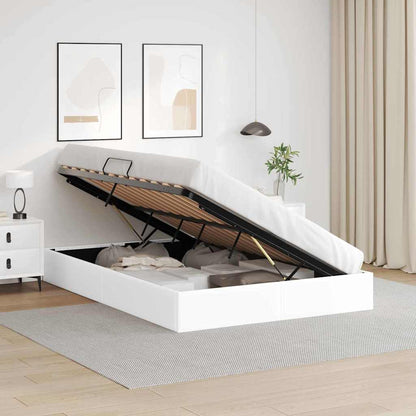 Storage Bed with Storage Pure White 153 x 203 cm Faux leather