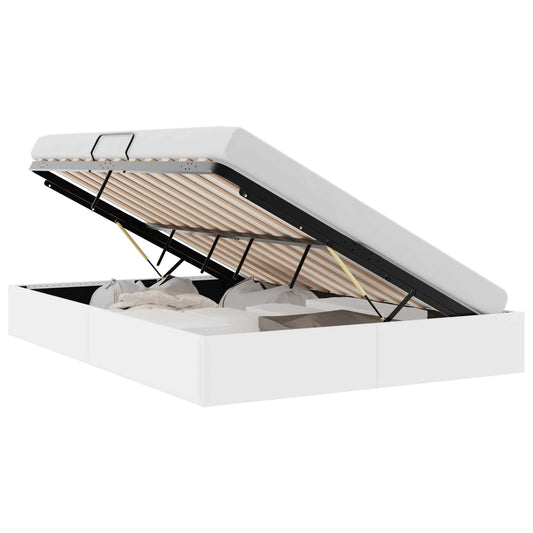 Storage Bed White 153 x 203 cm Faux leather