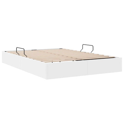 Storage Bed with Storage Pure White 153 x 203 cm Faux leather