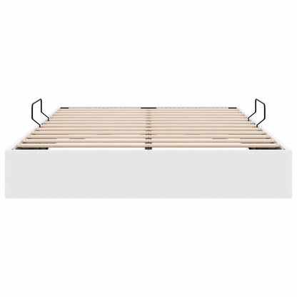 Storage Bed with Storage Pure White 153 x 203 cm Faux leather