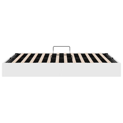Storage Bed with Storage Pure White 153 x 203 cm Faux leather