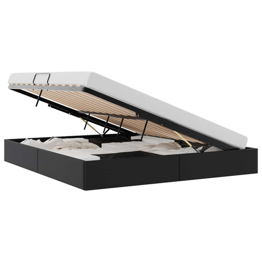 Storage Bed with Storage Black 193 x 203 cm Faux leather