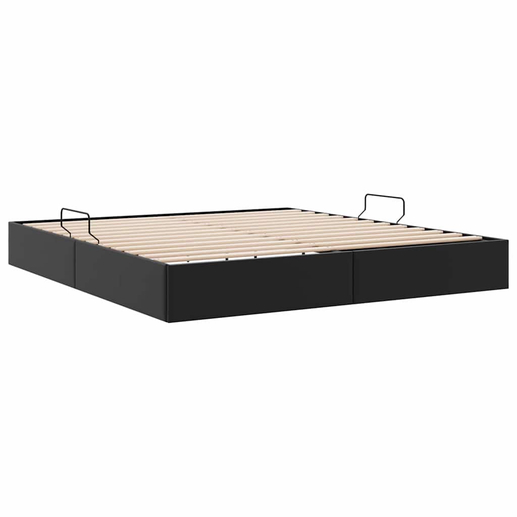 Storage Bed with Storage Black 193 x 203 cm Faux leather