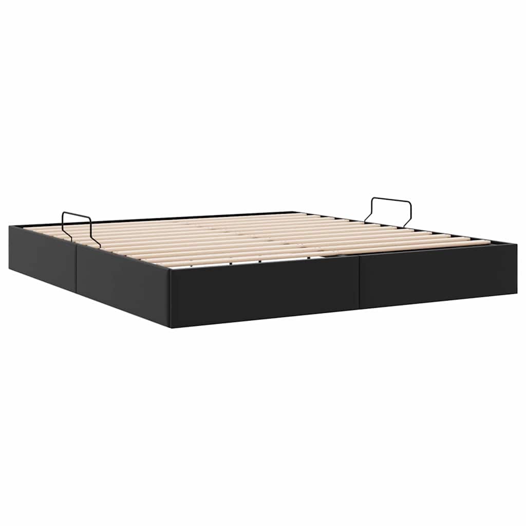 Storage Bed with Storage Black 193 x 203 cm Faux leather
