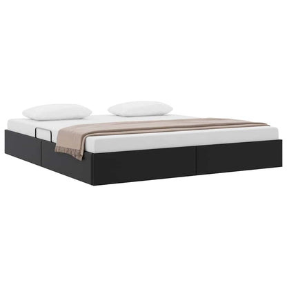 Storage Bed with Storage Black 193 x 203 cm Faux leather