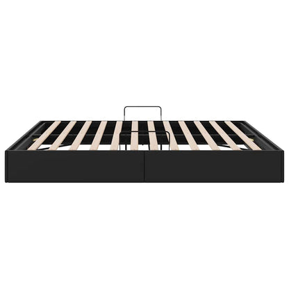 Storage Bed with Storage Black 193 x 203 cm Faux leather