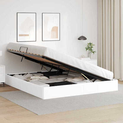 Storage Bed with Storage Pure White 193 x 203 cm Faux leather