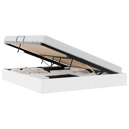 Storage Bed White 193 x 203 cm Faux leather