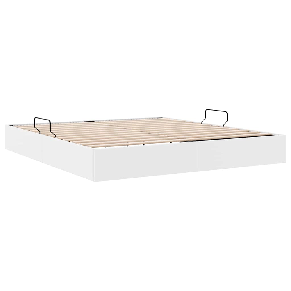 Storage Bed with Storage Pure White 193 x 203 cm Faux leather