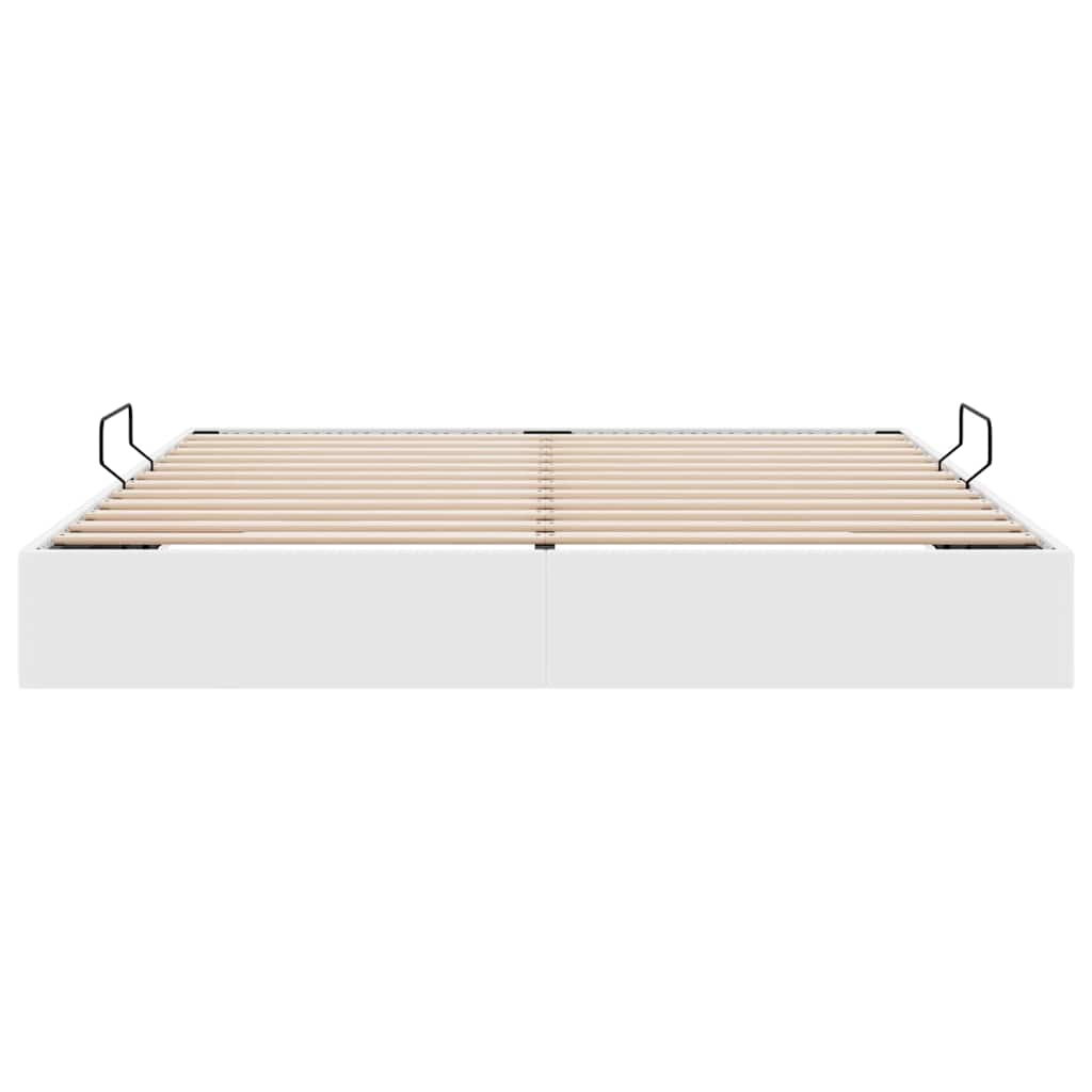 Storage Bed with Storage Pure White 193 x 203 cm Faux leather