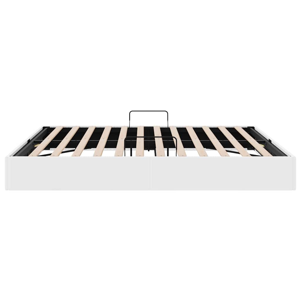 Storage Bed with Storage Pure White 193 x 203 cm Faux leather