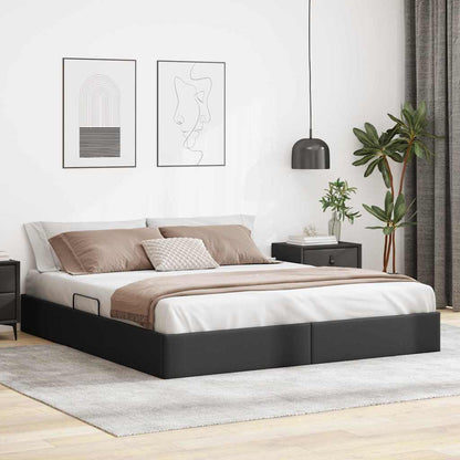 Storage Bed with Storage Black 183 x 213 cm Faux leather