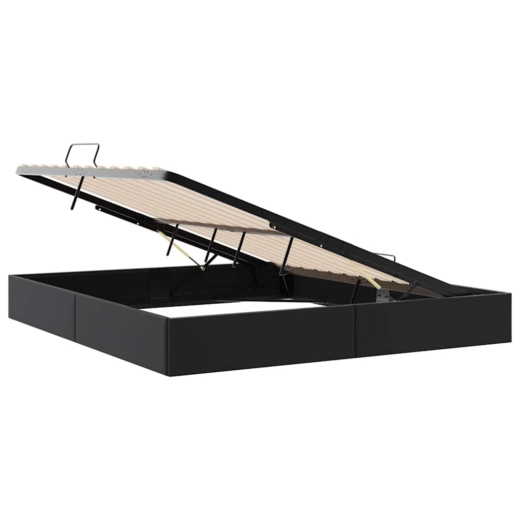 Storage Bed with Storage Black 183 x 213 cm Faux leather