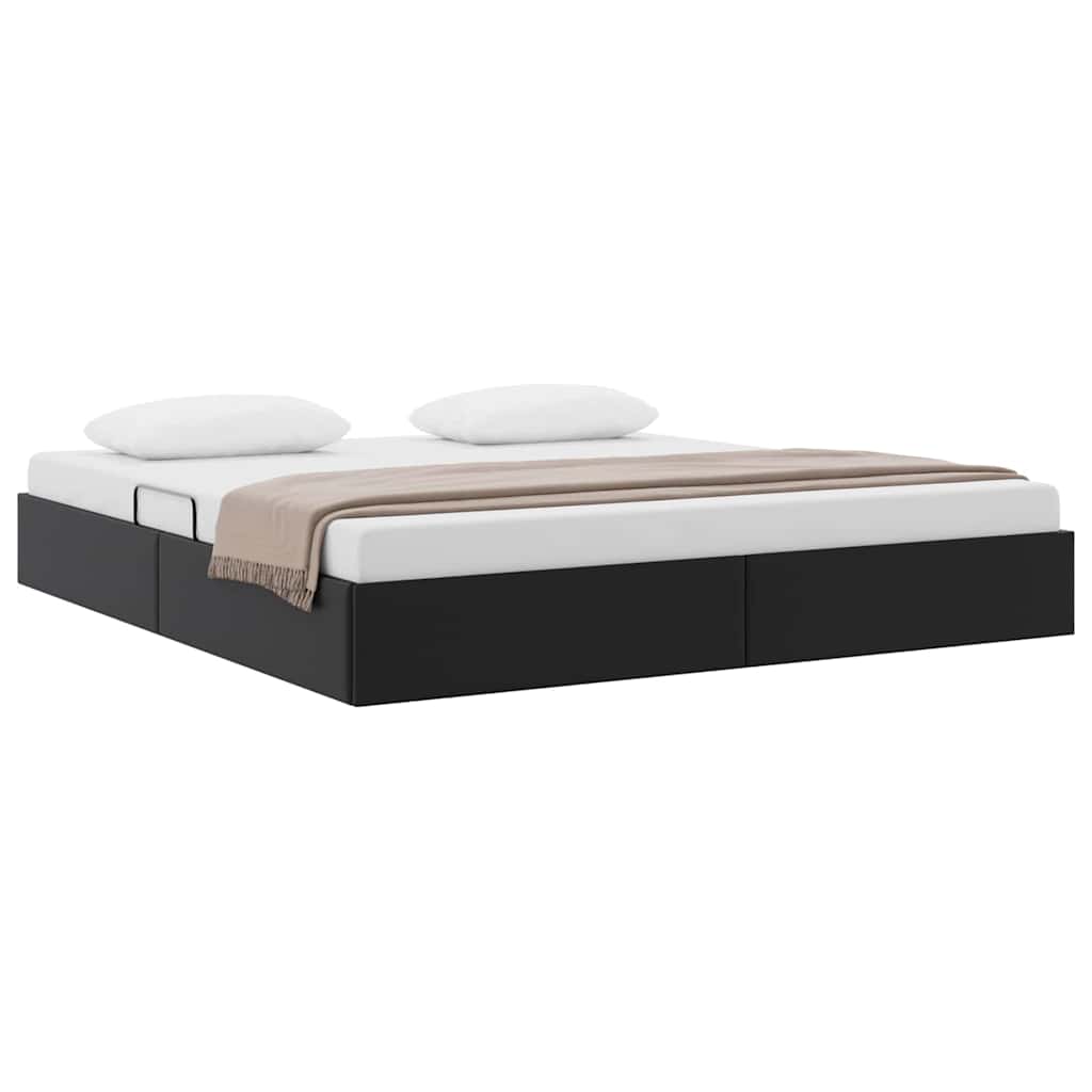 Storage Bed with Storage Black 183 x 213 cm Faux leather