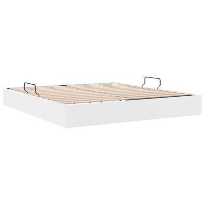 Storage Bed with Storage Pure White 183 x 213 cm Faux leather