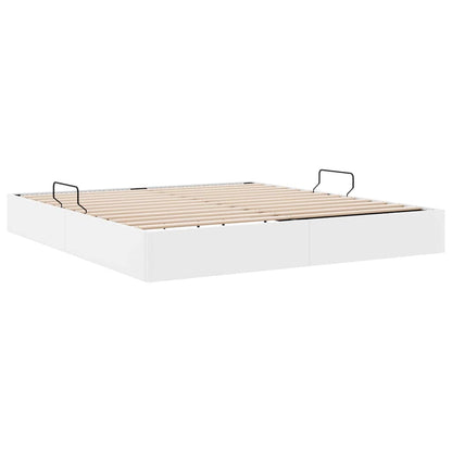 Storage Bed with Storage Pure White 183 x 213 cm Faux leather
