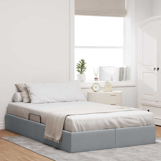 Storage Bed with Mattress Light Grey 120 x 200 cm Fabric