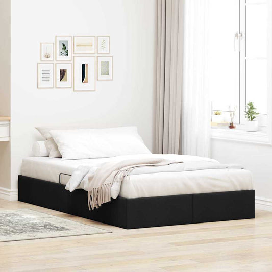 Storage Bed with Mattress Black 120 x 200 cm Fabric