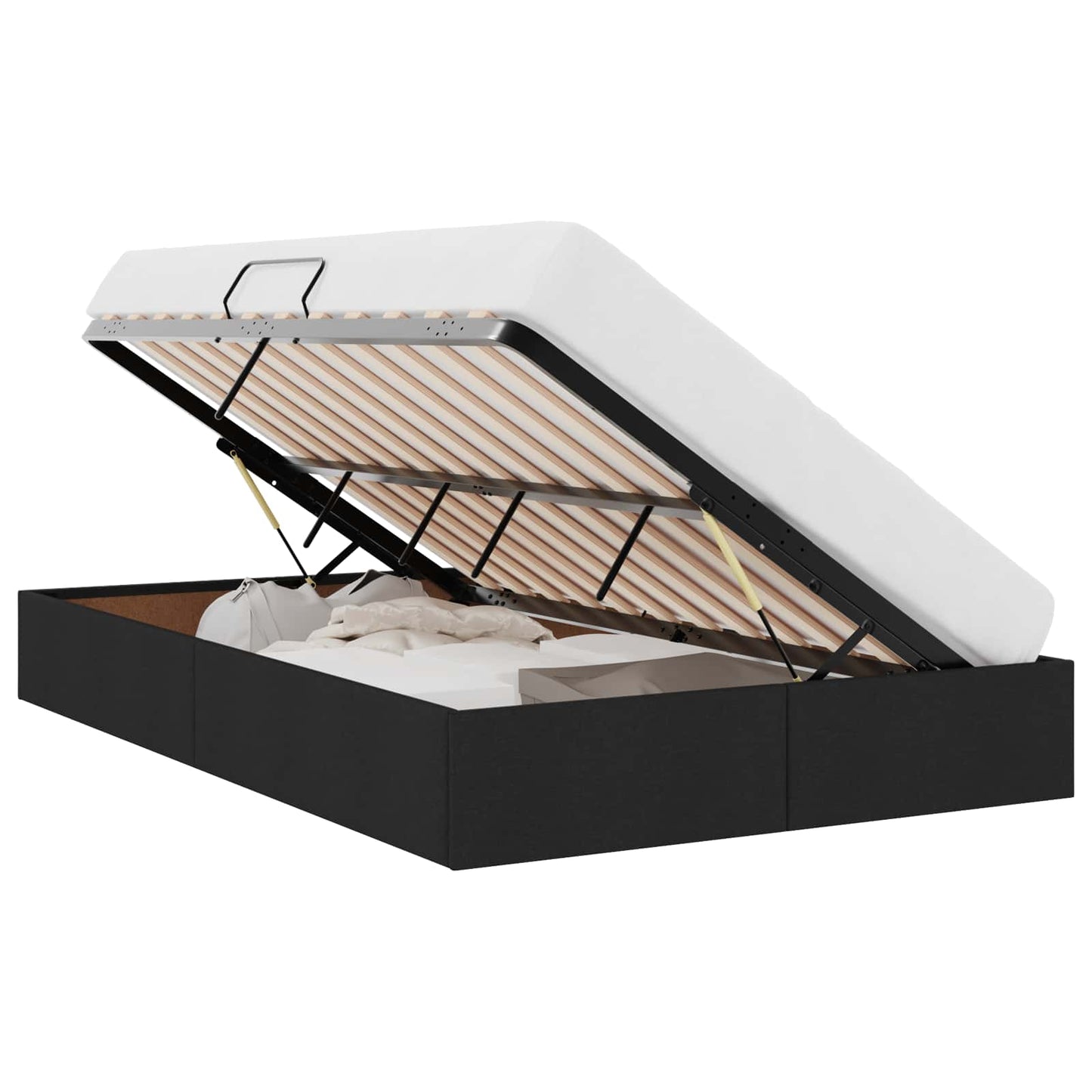 Storage Bed with Mattress Black 120 x 200 cm Fabric