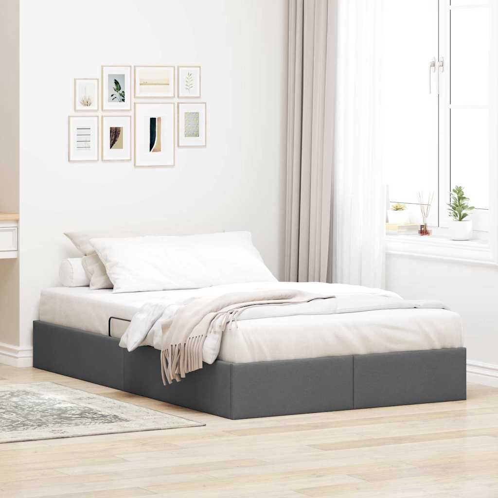 Storage Bed with Mattress Dark Grey 120 x 200 cm Fabric