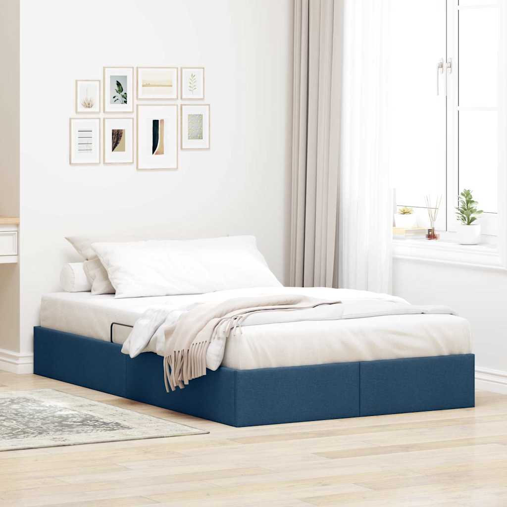 Storage Bed with Mattress with Storage Blue 120 x 200 cm Fabric
