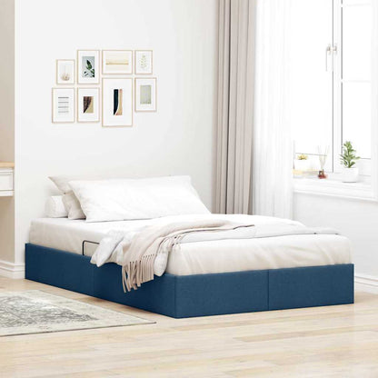 Storage Bed with Mattress with Storage Blue 120 x 200 cm Fabric