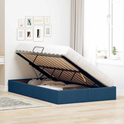 Storage Bed with Mattress with Storage Blue 120 x 200 cm Fabric