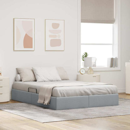 Storage Bed with Mattress Light Grey 140 x 190 cm Fabric