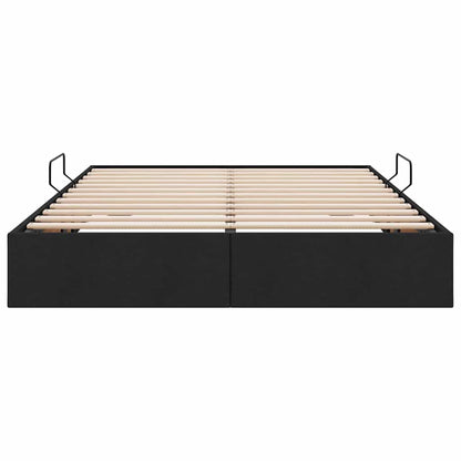 Storage Bed with Mattress Black 140 x 190 cm Fabric