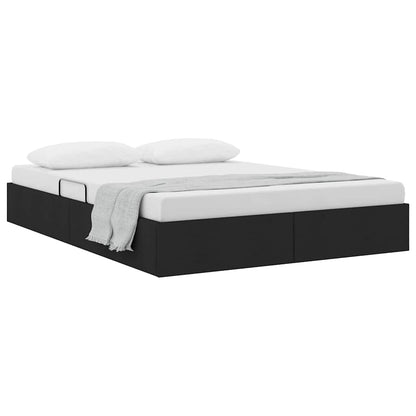 Storage Bed with Mattress Black 140 x 190 cm Fabric