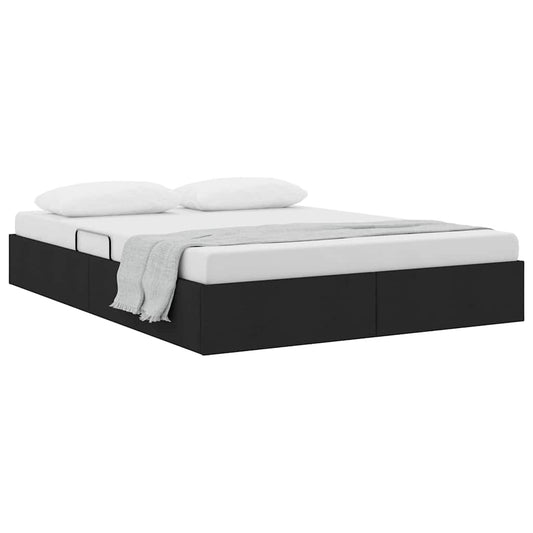 Storage Bed with Mattress Black 140 x 190 cm Fabric