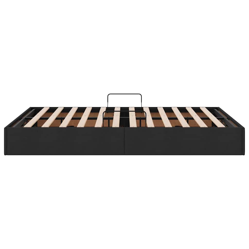 Storage Bed with Mattress Black 140 x 190 cm Fabric