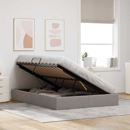 Storage Bed with Mattress Taupe 140 x 190 cm Fabric