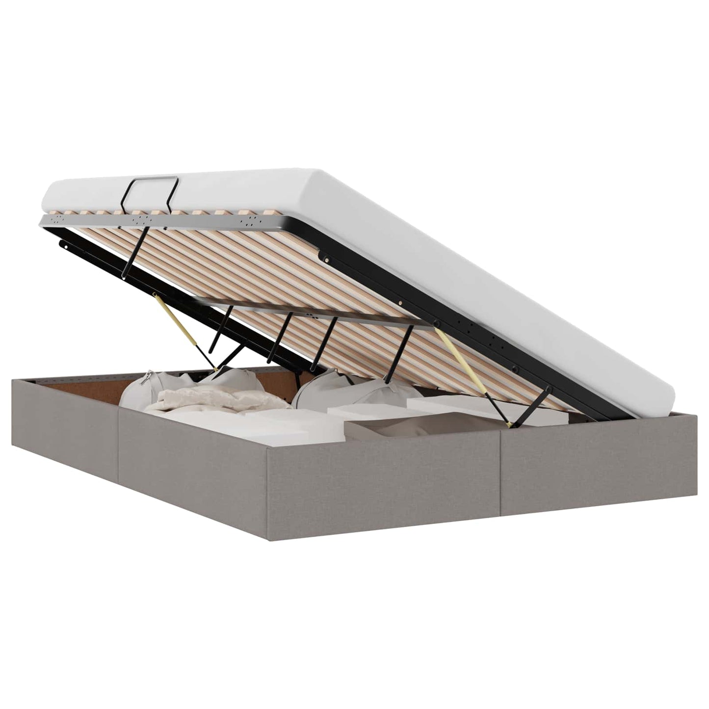 Storage Bed with Mattress Taupe 140 x 190 cm Fabric