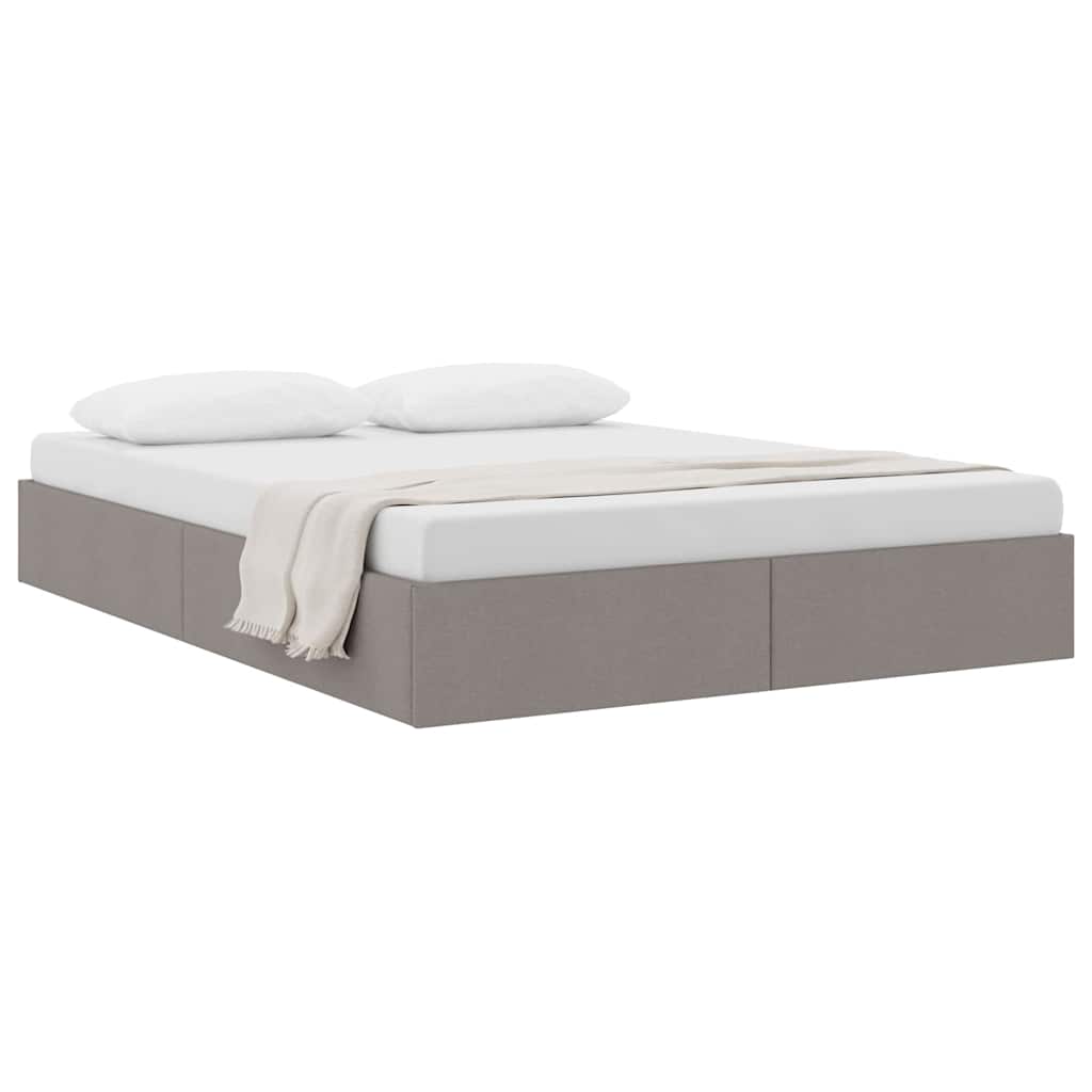 Storage Bed with Mattress Taupe 140 x 190 cm Fabric