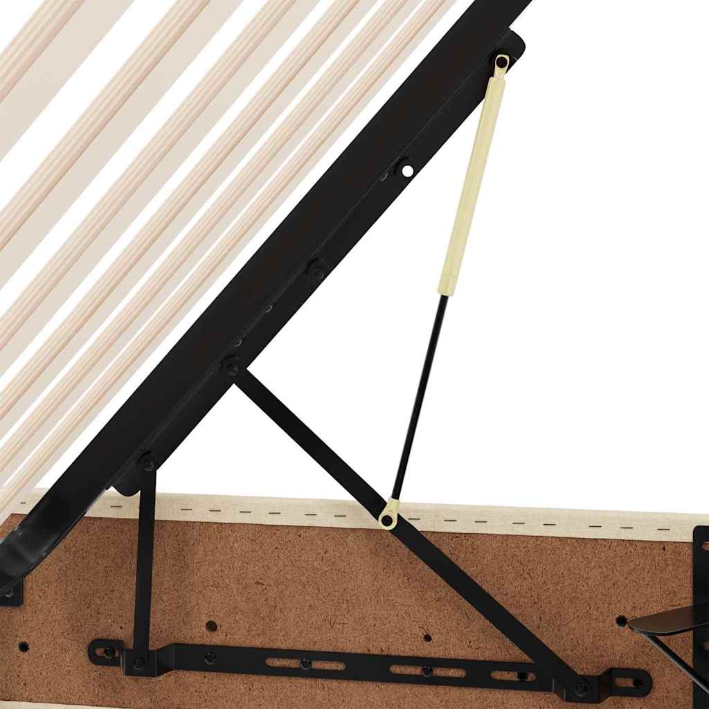 Storage Bed with Mattress Creme 140 x 190 cm Fabric