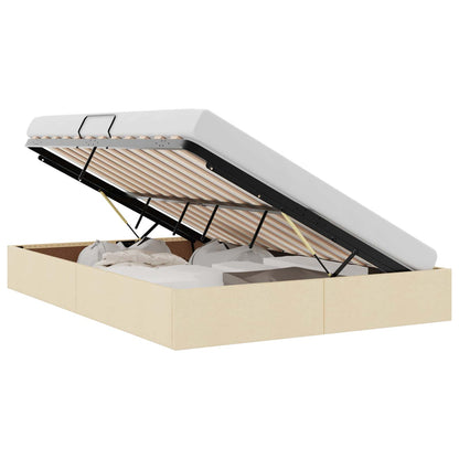 Storage Bed with Mattress Creme 140 x 190 cm Fabric
