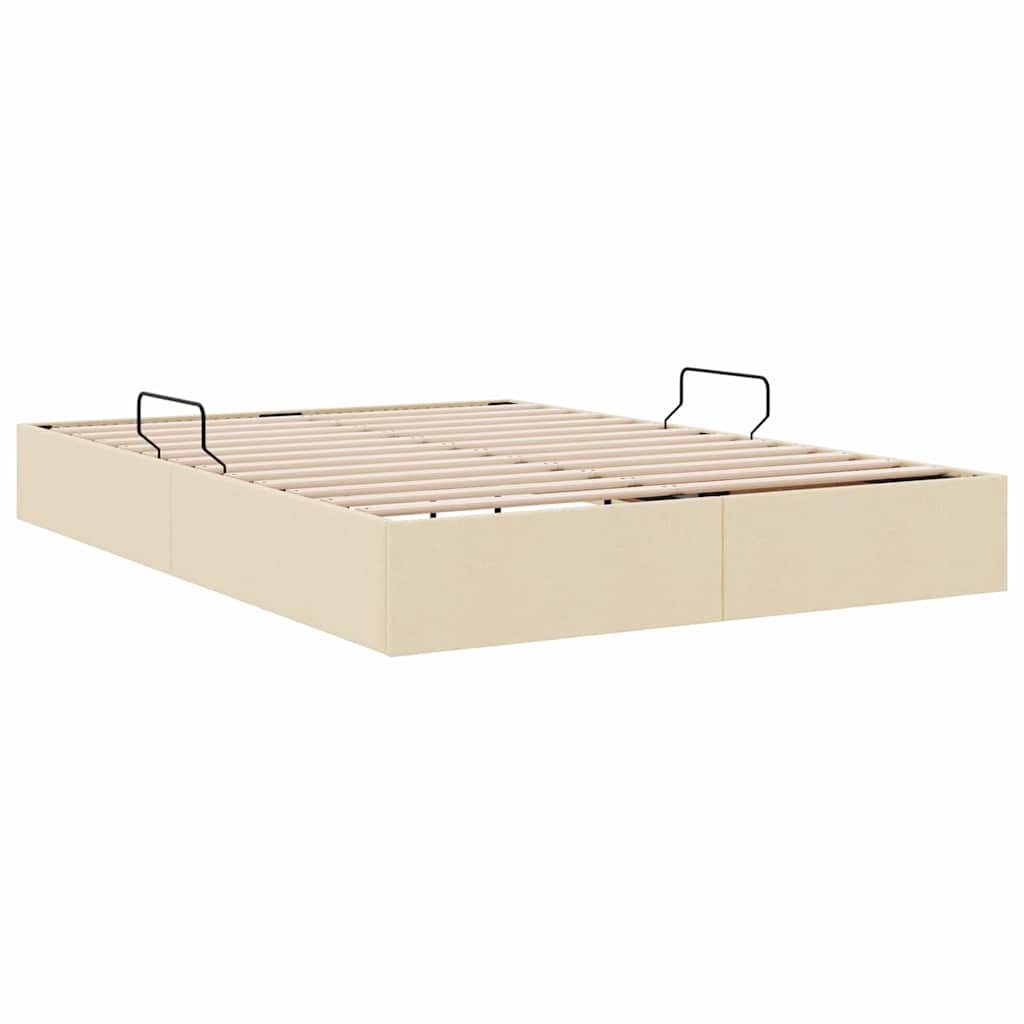 Storage Bed with Mattress Creme 140 x 190 cm Fabric