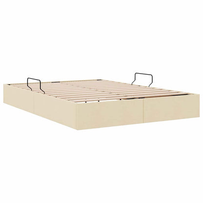 Storage Bed with Mattress Creme 140 x 190 cm Fabric