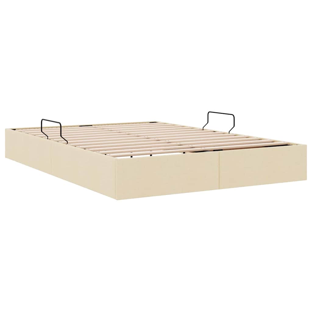Storage Bed with Mattress Creme 140 x 190 cm Fabric