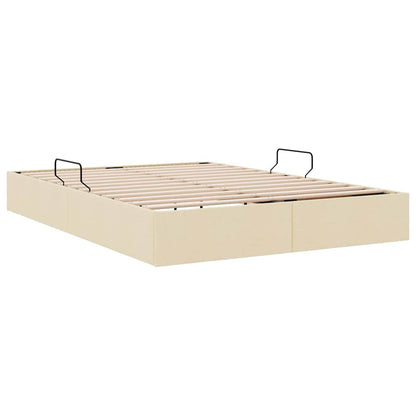Storage Bed with Mattress Creme 140 x 190 cm Fabric