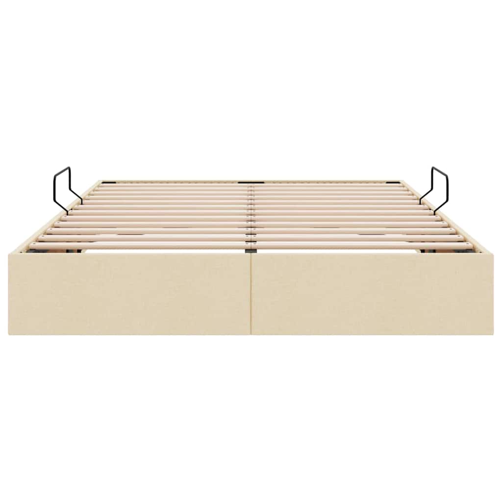 Storage Bed with Mattress Creme 140 x 190 cm Fabric