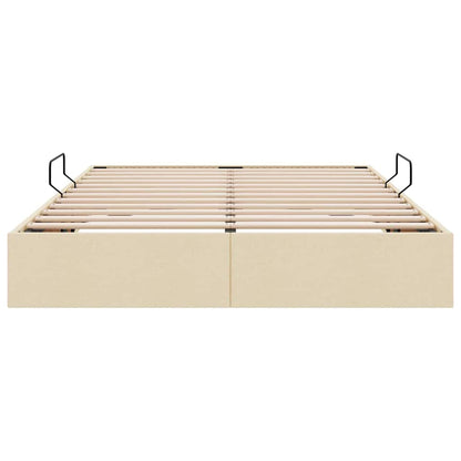 Storage Bed with Mattress Creme 140 x 190 cm Fabric