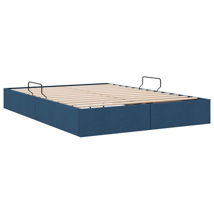 Storage Bed with Mattress with Storage Blue 140 x 190 cm Fabric