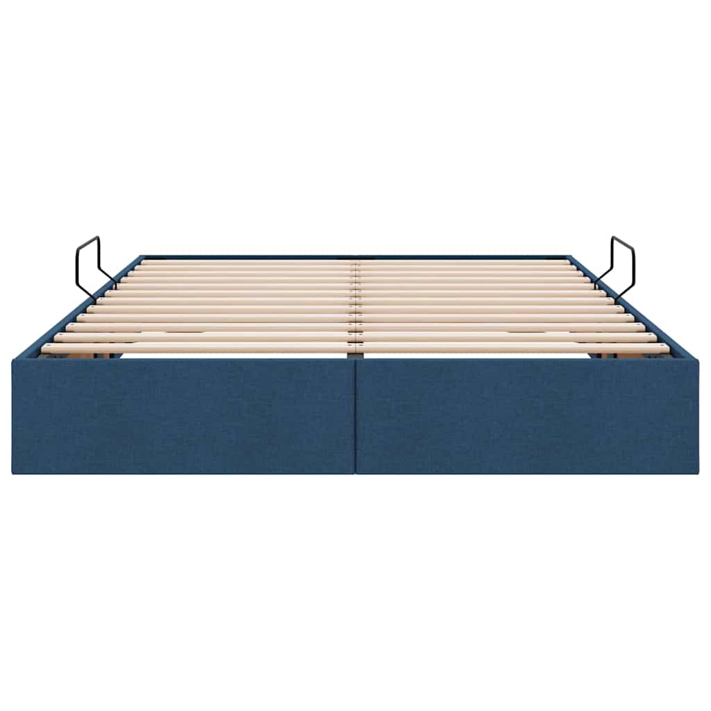 Storage Bed with Mattress with Storage Blue 140 x 190 cm Fabric