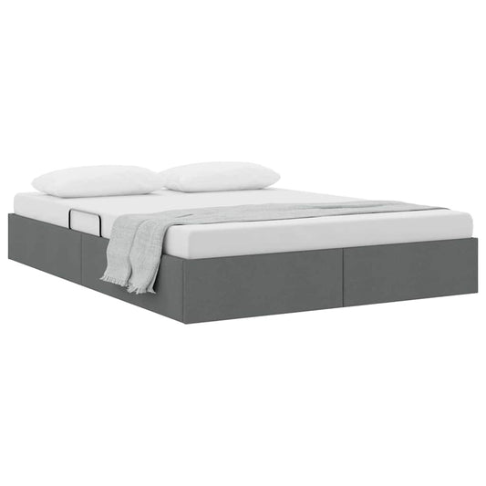 Storage Bed with Mattress Dark Grey 140 x 200 cm Fabric