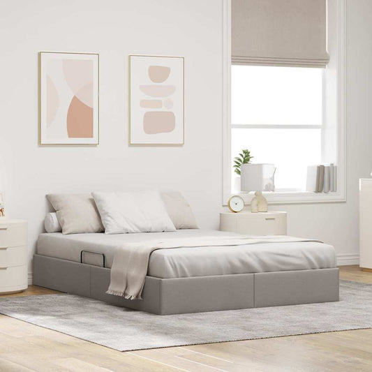 Storage Bed with Mattress Taupe 140 x 200 cm Fabric