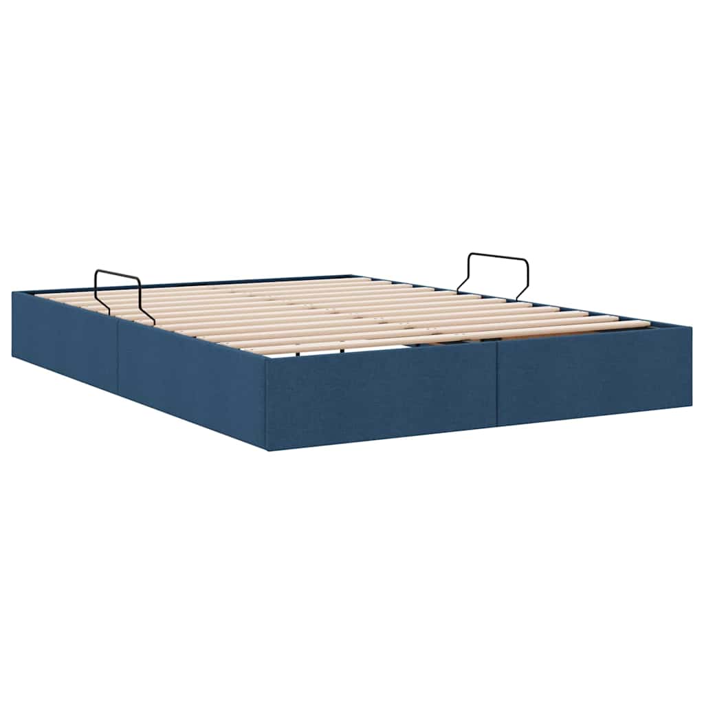 Storage Bed with Mattress with Storage Blue 140 x 200 cm Fabric